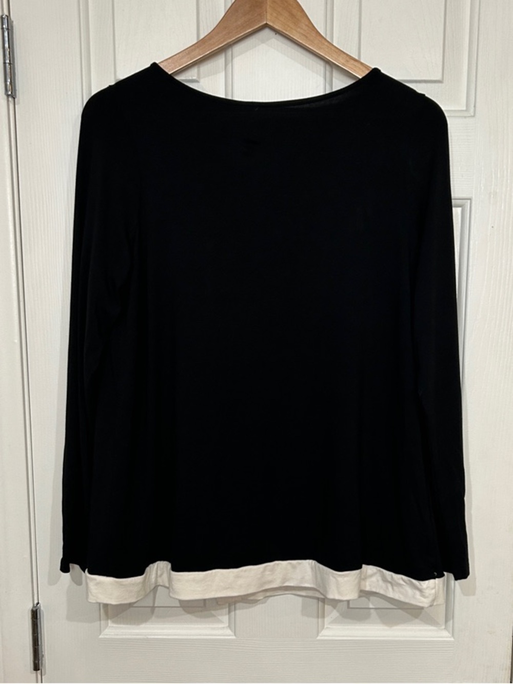 J.Jill Wearever Black & White Contrast Long Sleeve Top Size S